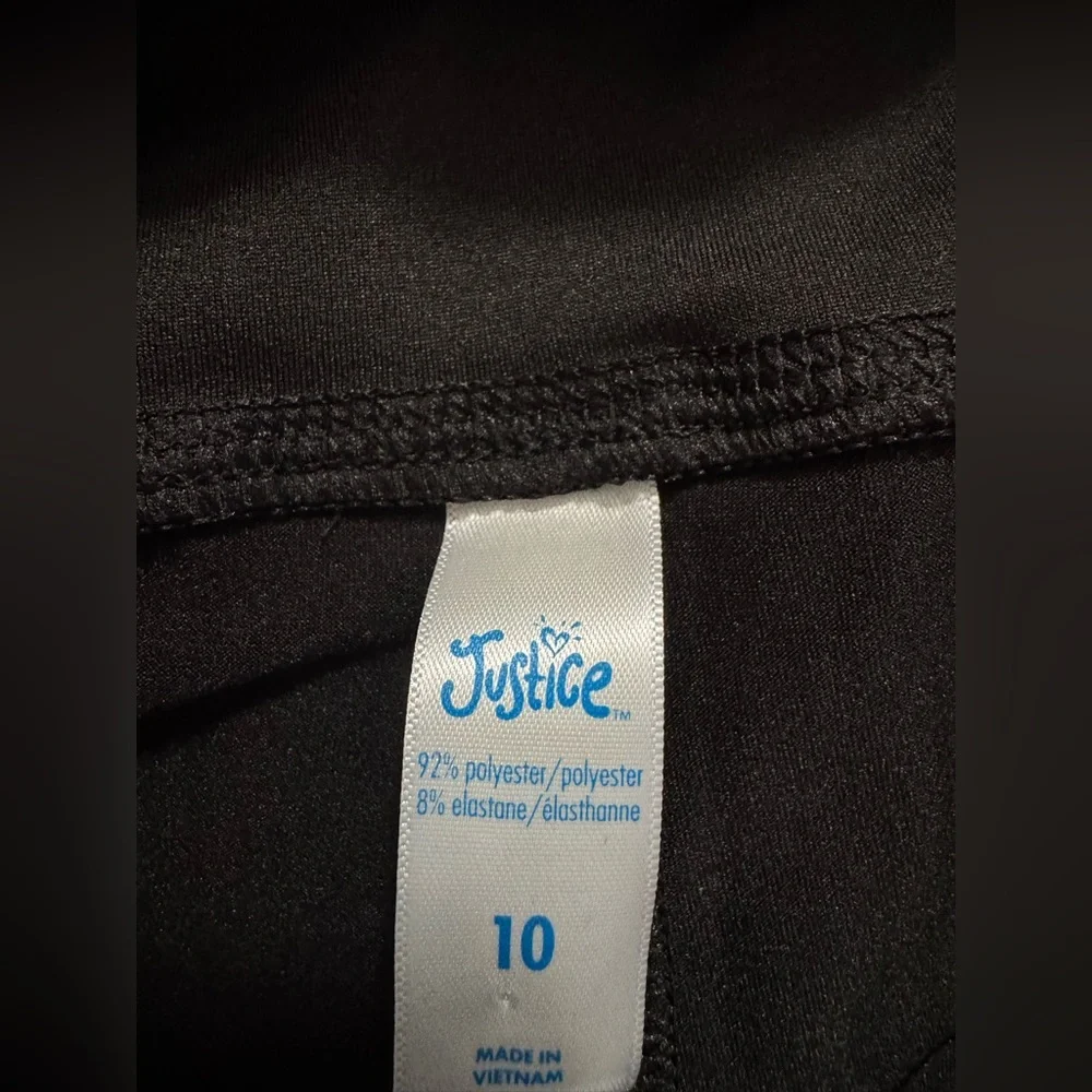 JUSTICE Girls Leggings in Black with Gold Sparkle Logo Size 10